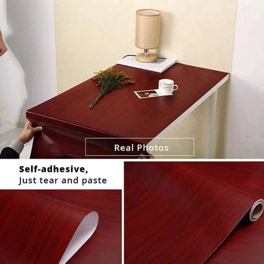 Self-Adhesive Wooden Sheet (Deep red)