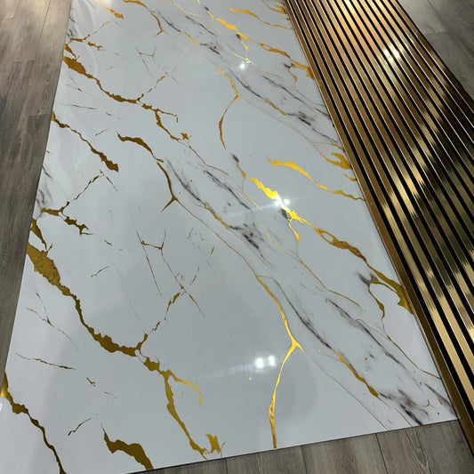 Marble Sheet Sticker | White, Grey & Gold |