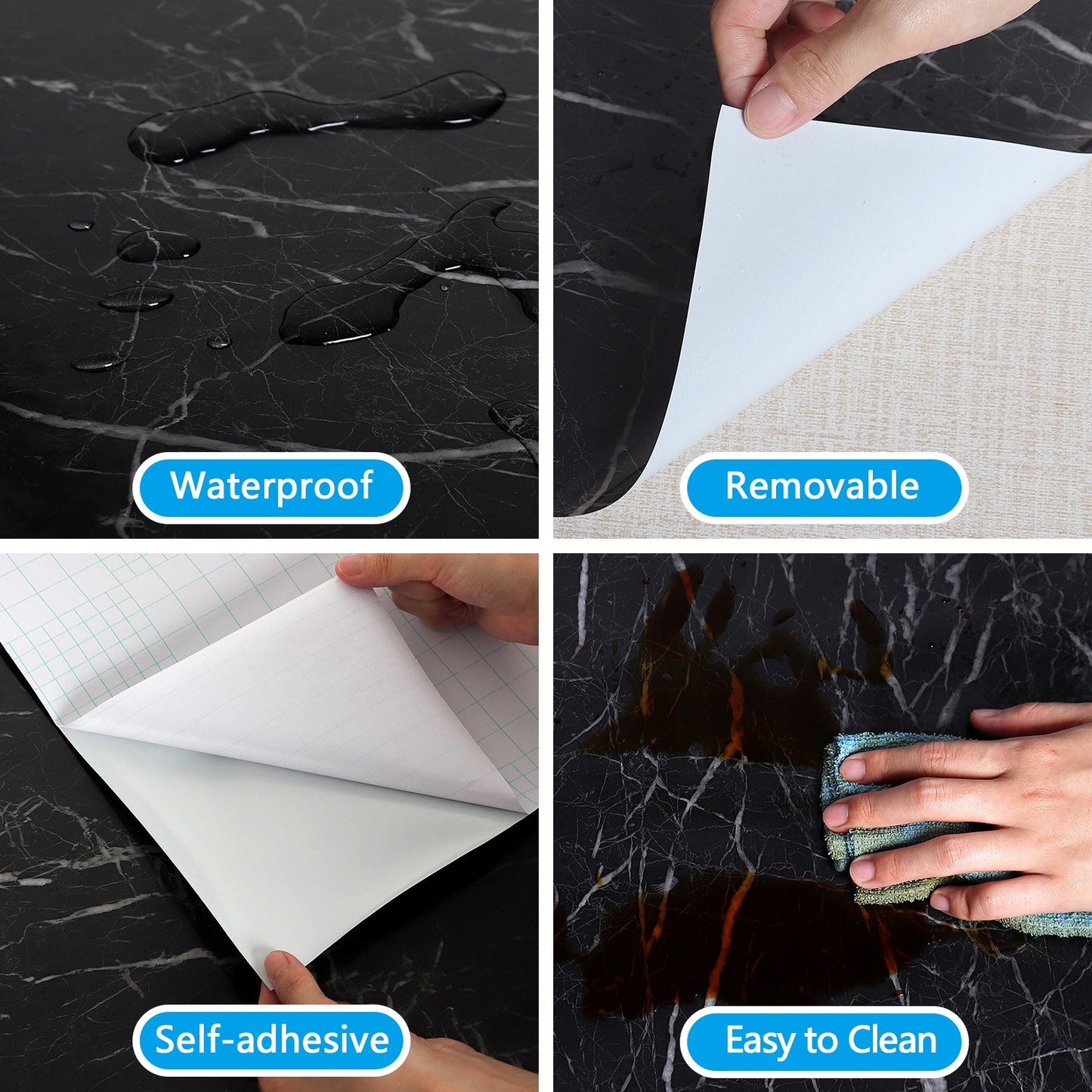 Marble Sheet Sticker | Black & Grey | 60x200