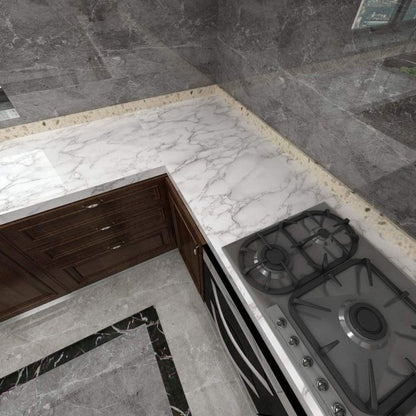 Marble Sheet Sticker | White & Grey 60x200